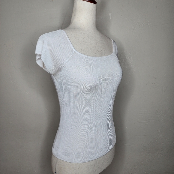 Max Mara White Square Neck Short Sleeve Top Size Small - Picture 3 of 8